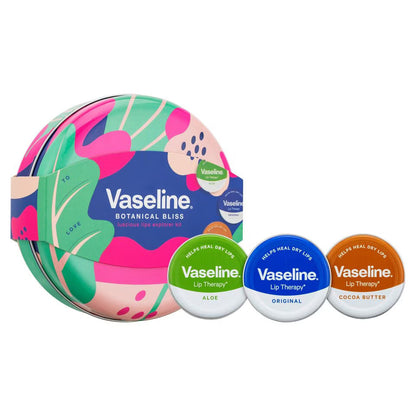 Vaseline Luscious Lips Explorer Kit Gift Set with 3 Lip Balms in Tin